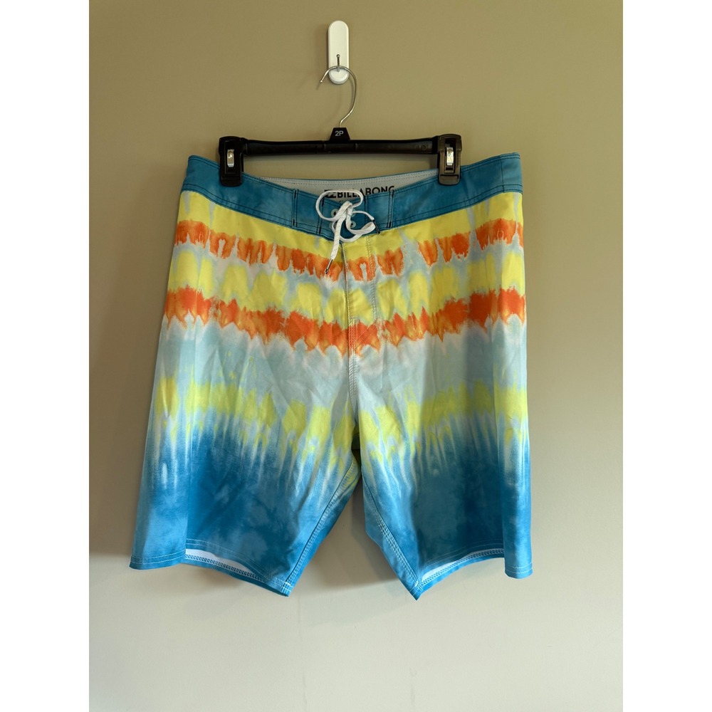 Billabong Platinum X Sundays Board Shorts Mens 34 Blue Yellow Tie Dye Trunks